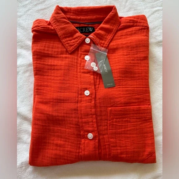 NWT J Crew Orange classic fit gauzy shirt, size 0 - Picture 1 of 8